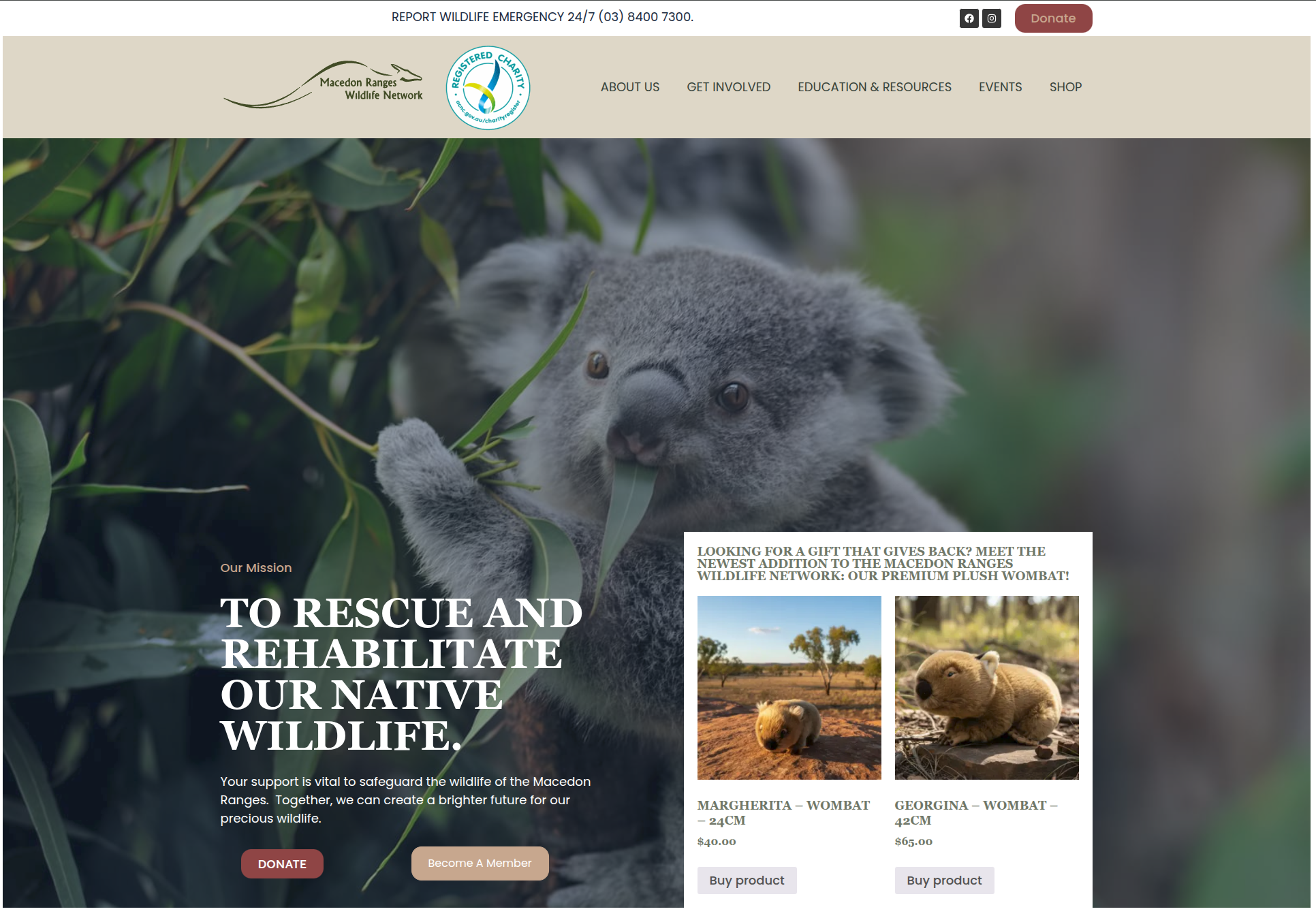 Macedon Ranges Wildlife Network website design screenshot