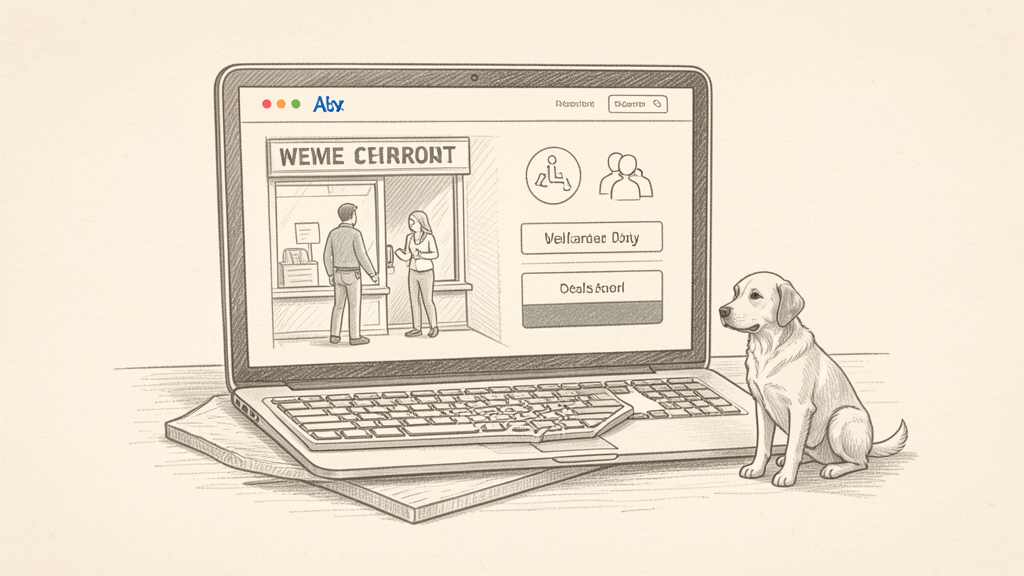 Pencil drawing illustrating accessible website design for a small business